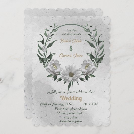 Romantische Blume Botanische Hochzeit Einladung (Vorne/Hinten)