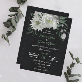 Romantische Blume botanische Schwarze Hochzeit Einladung