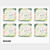 Romantische Blume Brautparty Quadratischer Aufkleber (Blatt)