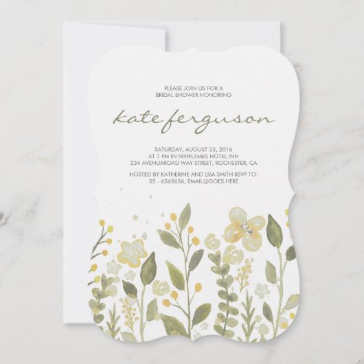 Romantische Blume Brautparty Wasserfarben Einladung (Vorderseite)
