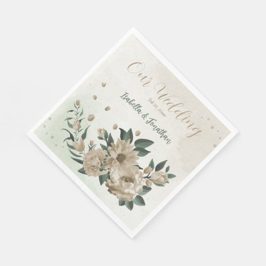 romantische Blume Champagner Serviette (Ecke)