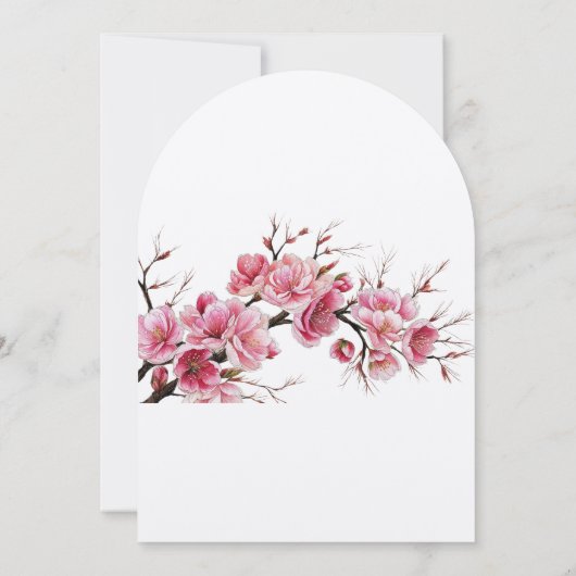 Romantische Blume der Sakura Kirsche Blühende Hoch Einladung (Rückseite)