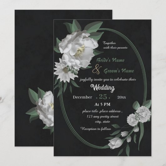 Romantische Blume Einladung (Vorne/Hinten)