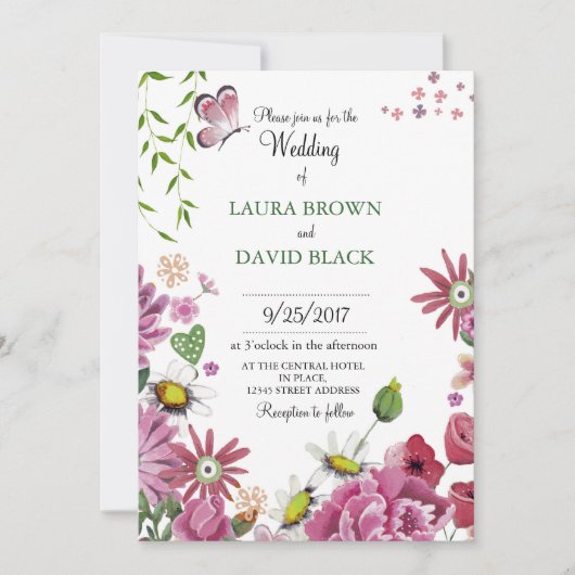 Romantische Blume | Einladung zur Hochzeit (Vorderseite)