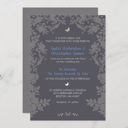 Romantische Blume | Einladungen zur Hochzeit (Vorne/Hinten)