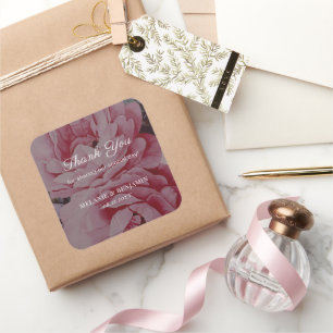 Romantische Blume Elegant Wedding Vielen Dank Quadratischer Aufkleber