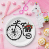 Romantische Blume Fahrradpapier Teller (Party)