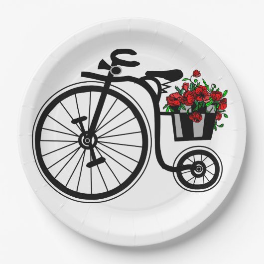 Romantische Blume Fahrradpapier Teller (Vorderseite)