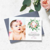 Romantische Blume & Foto Taufe Danke Karte