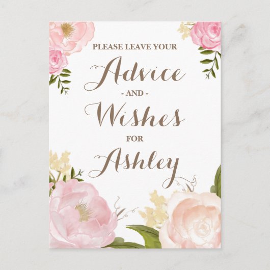 Romantische Blume für die Wasserfarbenpräsenz Hinweiskarte (Vorderseite)