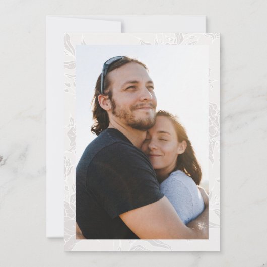 Romantische Blume Gold Wreath Foto Hochzeit Einladung (Rückseite)