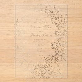 Romantische Blume-Goldkäfer-Hochzeit Acryleinladungen