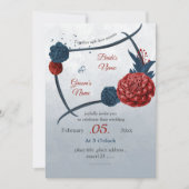 romantische Blume Hochzeit der Marine und Bordeaux Einladung (Vorderseite)