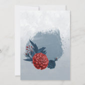 romantische Blume Hochzeit der Marine und Bordeaux Einladung (Rückseite)