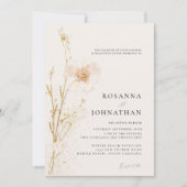 Romantische Blume Hochzeit mit Gold und Blush Einladung (Vorderseite)