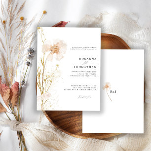 Romantische Blume Hochzeit mit Gold und Blush Einladung