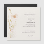 Romantische Blume Hochzeit mit Gold und Blush Magneteinladung (Vorne/Hinten)