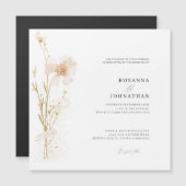 Romantische Blume Hochzeit mit Gold und Blush Magneteinladung (Vorne/Hinten)
