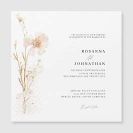 Romantische Blume Hochzeit mit Gold und Blush Magneteinladung