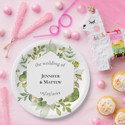 Romantische Blume Hochzeit Pappteller (Party)