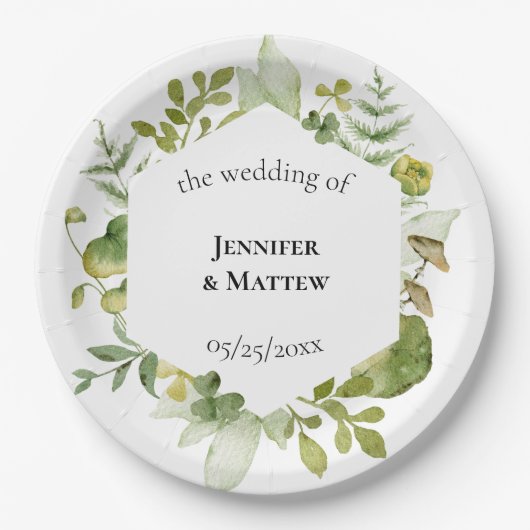 Romantische Blume Hochzeit Pappteller (Vorderseite)