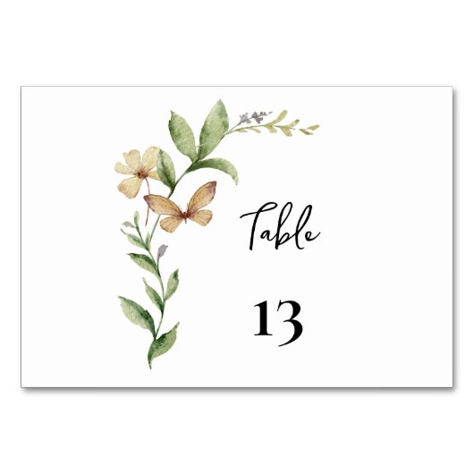 Romantische Blume Hochzeit Tischnummer (Vorderseite)