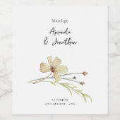 Romantische Blume Hochzeitwein Weinetikett (Einzelnes Label)