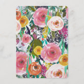 Romantische Blume im Garten Wasserfarben Hochzeits Menükarte (Rückseite)