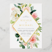 Romantische Blume im Wasserfarbengarten QR Code Ho Folieneinladung (Vorderseite)