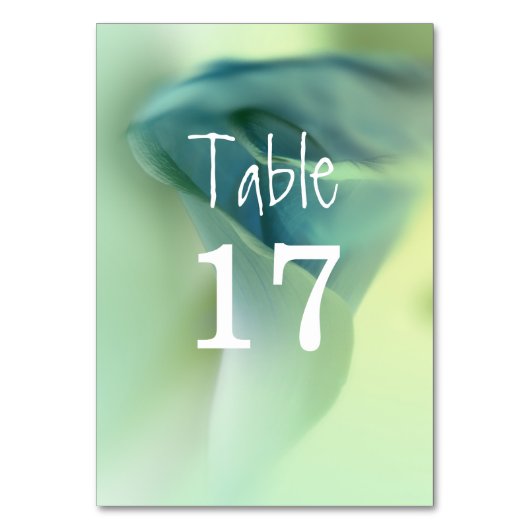 Romantische Blume in Blautönen Hochzeit Tischnummer (Vorderseite)