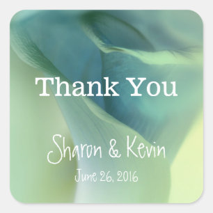 Romantische Blume in Blue Tones Vielen Dank Quadratischer Aufkleber