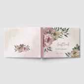 romantische Blume in Rosa und Champagner Gästebuch (Voll)