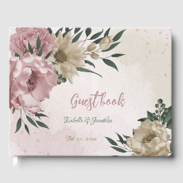 romantische Blume in Rosa und Champagner Gästebuch