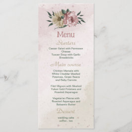 romantische Blume in Rosa und Champagner Menükarte