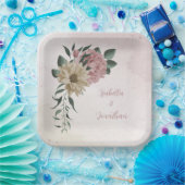 Romantische Blume in Rosa und Champagner Pappteller (Party)