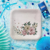 Romantische Blume in Rosa und Champagner Pappteller (Party)