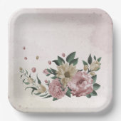 Romantische Blume in Rosa und Champagner Pappteller (Vorderseite)