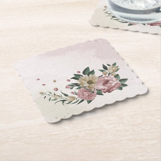 Romantische Blume in Rosa und Champagner Untersetzer (angewinkelt)