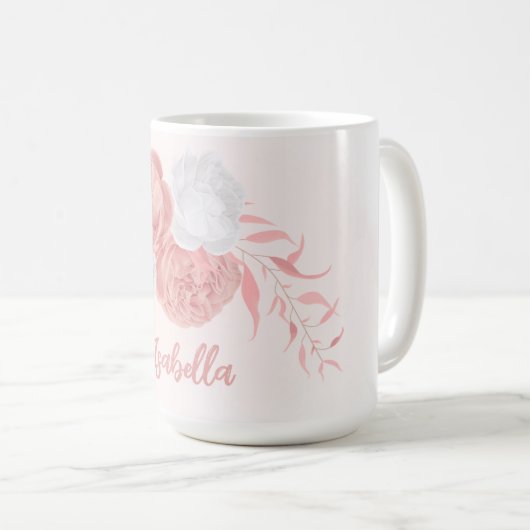 Romantische Blume in Rosa und Weiß Kaffeetasse (VorderseiteRechts)