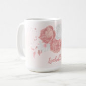 Romantische Blume in Rosa und Weiß Kaffeetasse (Vorderseite Links)