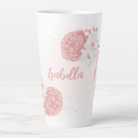 Romantische Blume in Rosa und Weiß Milchtasse (Vorderseite)