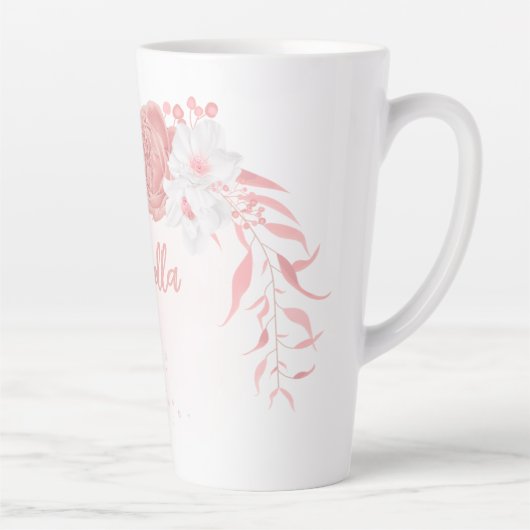 Romantische Blume in Rosa und Weiß Milchtasse (Rechts)