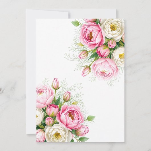 Romantische Blume in Rosa und Weiß-Peony Einladung (Rückseite)