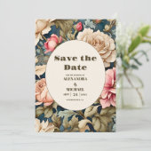 Romantische Blume in sanft rosa Hochzeit Save The Date (Stehend Vorderseite)