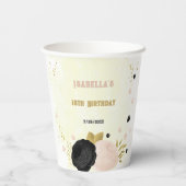 Romantische Blume in Schwarz und Rosa Pappbecher (Rückseite)