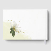 romantische Blume in Weiß und Gold Gästebuch (Rückseite)