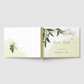 romantische Blume in Weiß und Gold Gästebuch (Voll)