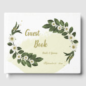 romantische Blume in Weiß und Gold Gästebuch (Vorderseite)