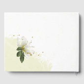 romantische Blume in Weiß und Gold Gästebuch (Rückseite)