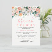 Romantische Blume mit Aquarellfarben Brunch & Bubb Einladung (Stehend Vorderseite)
